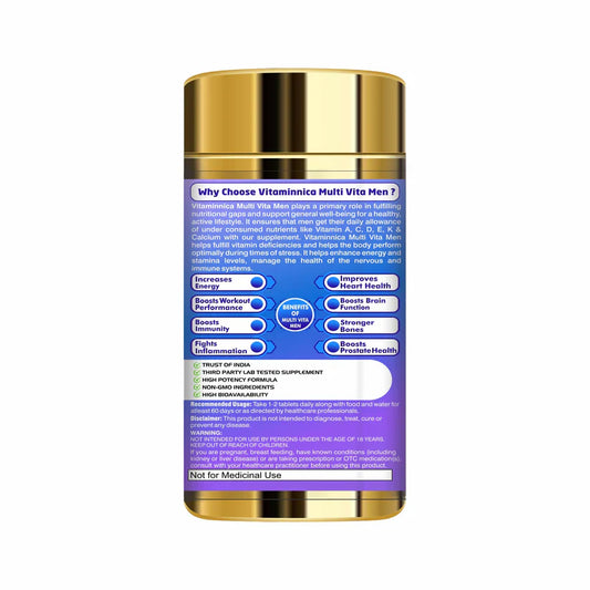 Vitaminnica Multi Vita Men (Multivitamins) - Boosts Strength, Stamina and Manages Stress