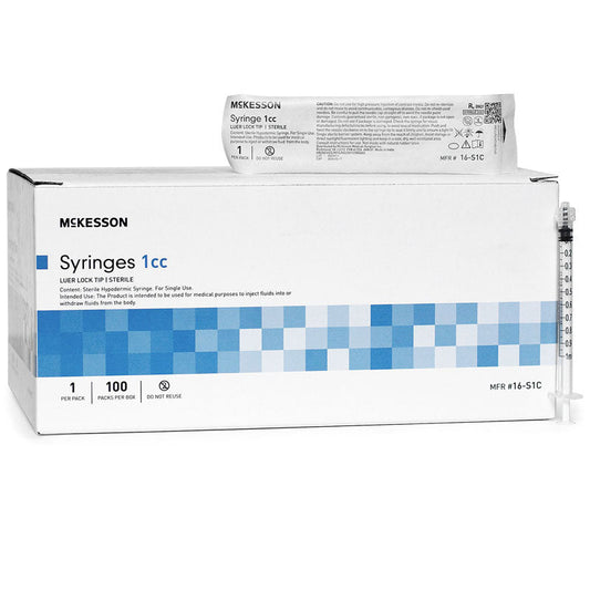 1 mL Syringe Luer Lock Tip Without Safety, Sterile, individually Packaged 100/Box