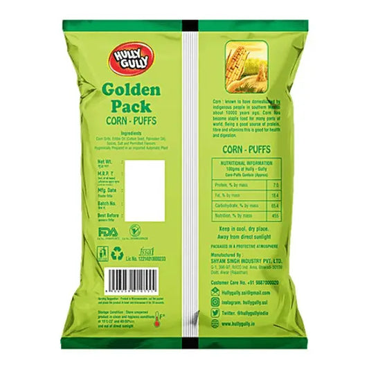 20x Hully Gully Golden Pack Nimbu Masala Corn Puffs - Pack of 20 -130g each