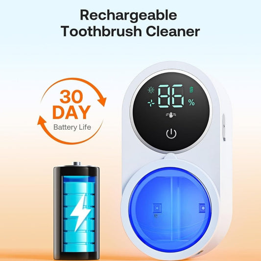 Upyogaa UV Toothbrush Cleaner & Holder – LED Smart Screen, Rechargeable Wall Mount Design for Bathrooms