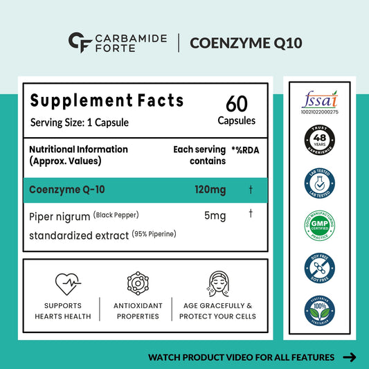 CF Coenzyme Q10 (CoQ10) 120mg with Piperine 5mg – 60 Capsules