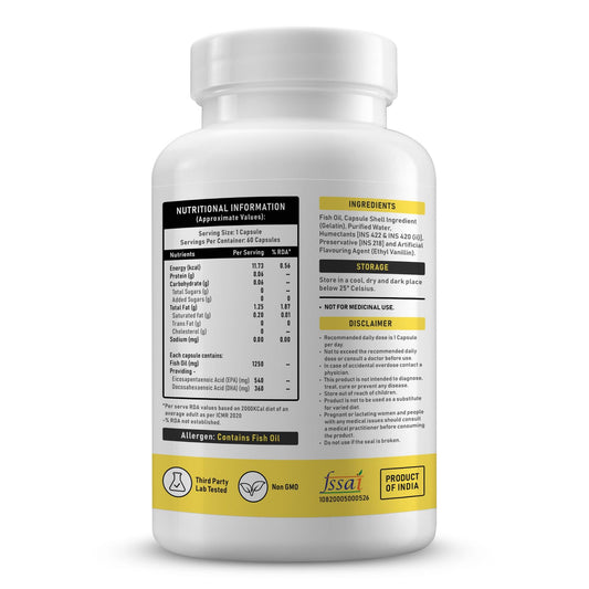 YouWeFit Omega-3 Fish Oil (60 Capsules), 1250mg