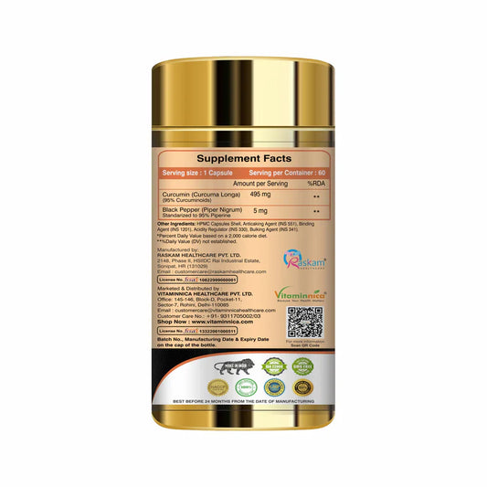 Vitaminnica Curcumin with Piperine - Better Immunity, Skin and Joint Health