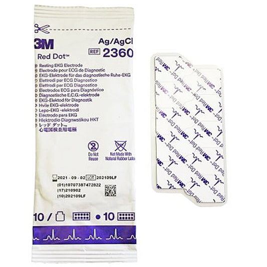 3M Red Dot ECG Resting Electrodes, Plastic Material Radiolucent Tab Connector, 100/Bag