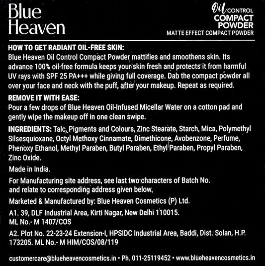 Blue Heaven Oil Control Compact Powder - 8 gms