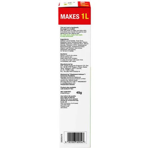 Godrej Magic Ready To Mix Hand Wash - Neem & Aloevera 45G