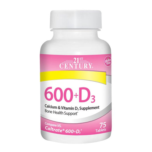 Calcium + Vitamin D3 600 mg Tablets 75 Count