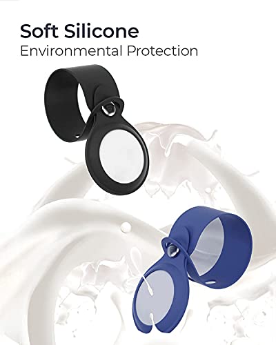 AE Mobile Accessories Silicone Loop Case for Airtag-Key Finder Secure Holder with Buckle Protector Skin Cover with Long Strap for Bluetooth Tracker Soft Keychain Locator Luggage Tag (Rose Gold)