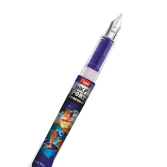 FLAIR Inky Series Sports Surfing Liquid Ink Fountain Pen Blister Pack ,Blue Ink