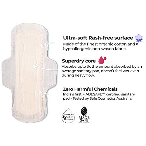 AZAH Sanitary Pads for Women (Pack of 30XL) 100% Organic Sanitary Pads for Women Cotton Sanitary Pads for Women | With Disposable Bag