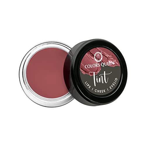 Colors Queen Tint for Cheeks and Lips - Enriched with Vitamin E and Essential Oils | Matte Lip and Cheek Tint for Lips, Cheeks and Eyelids| Vegan and Cruelty Free Lip Tint for Women (01 - Crave For It)