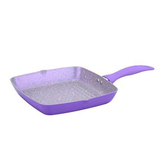 Celebration Aluminum Non-Stick Cookware 5 pc Set | Kadhai with Glass Lid 24cm, Grill Pan 24cm, Dosa Tawa 28cm, Mini Fry Pan 12cm | Induction Bottom | Soft Touch Handles | Pure Grade Aluminium | PFOA Free | 2 Year Warranty | Purple