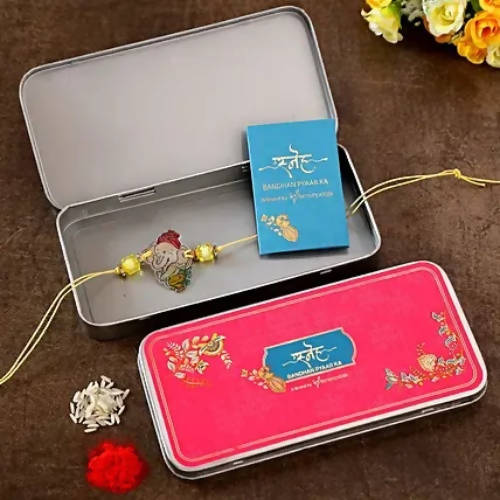 Bal Ganesha Rakhi & Almonds Jar