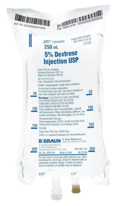 IV Bag Dextrose 5% for Injection by B Braun (Rx)