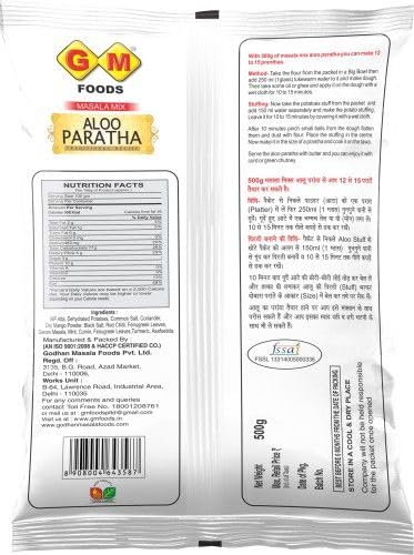 GM Foods Ready To Eat Aloo Paratha Mix 500 Gram (Pack Of 2)
