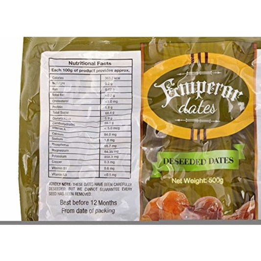 Emperor Seedless Dates - Deseeded 500g Pouch