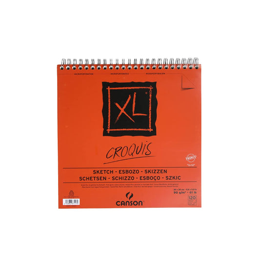 Canson XL Croquis 90 GSM Fine Grain 30 x 30 cm Paper Spiral Pad(Ivory, 120 Sheets)