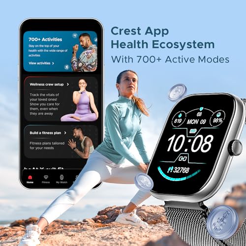 boAt Wave Sigma Smartwatch with 2.01" HD Display,Bluetooth Calling, Coins, DIY Watch Face Studio, 700+ Active Modes, HR&SpO2 Monitoring, Energy and Sleep Scores,IP67(Silver Metal)