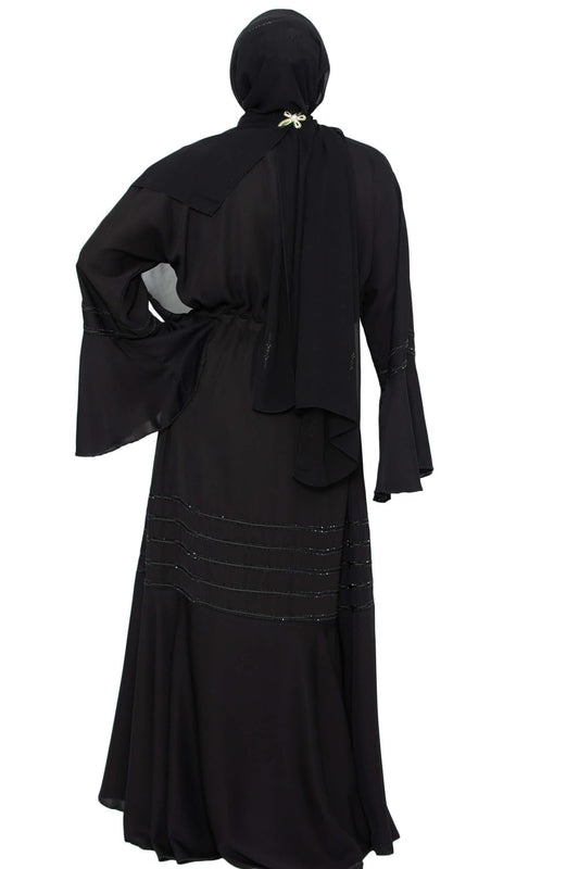 BURAQUE DESIGNER Nida fabric Free Size Muslim Burqa/Abaya & Burkha Dress for Muslim women and Girl's (P03-Black Stone-Burkha)