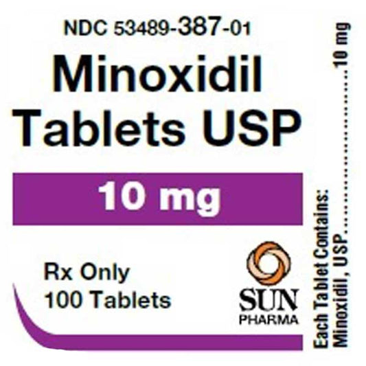 Minoxidil Tablets 10 mg by Sun Pharmaceutical 100 Count (RX)