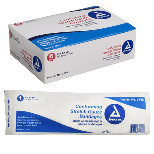 Conforming Stretch Gauze Bandage Rolls, Sterile
