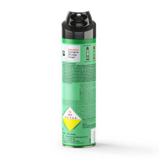 Baygon Max Mosquito and Fly Killer Spray, 400ml | Lime Fragrance | Instant Mosquito Repellent | Kills Dengue & Malaria Spreading Mosquitoes | With Double Nozzle Technology for 30% Wider Coverage
