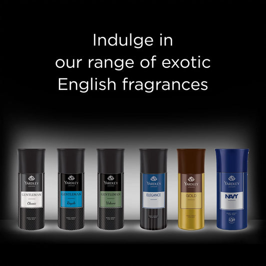 4x Yardley London Gentleman Classic Body Spray for Men| Fresh Woody Fougère Notes | Masculine Fragrance | Body Deodorant for Men | 150ml each - Pack of 4