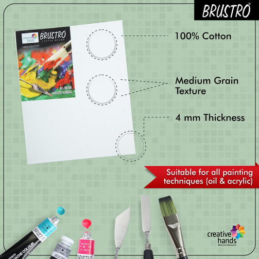 Brustro Artists' Canvas Board Medium Grain 12"X16" (Pack of 4)
