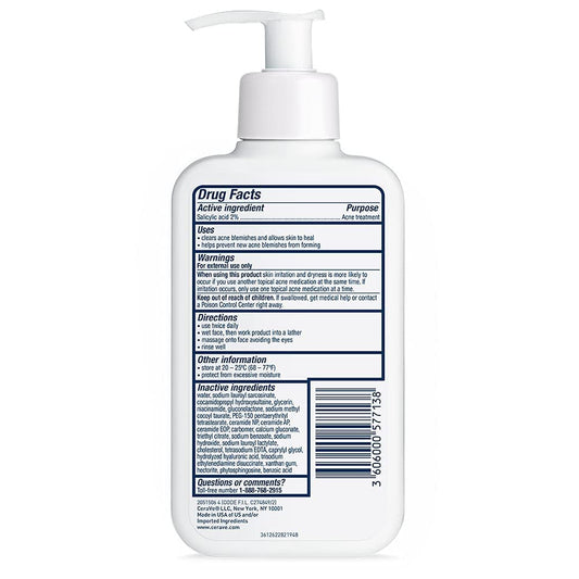 CeraVe Face Wash Acne Treatment | Salicylic Acid Cleanser with Purifying Clay for Oily Skin | Blackhead Remover and Clogged Pore Control 237ML