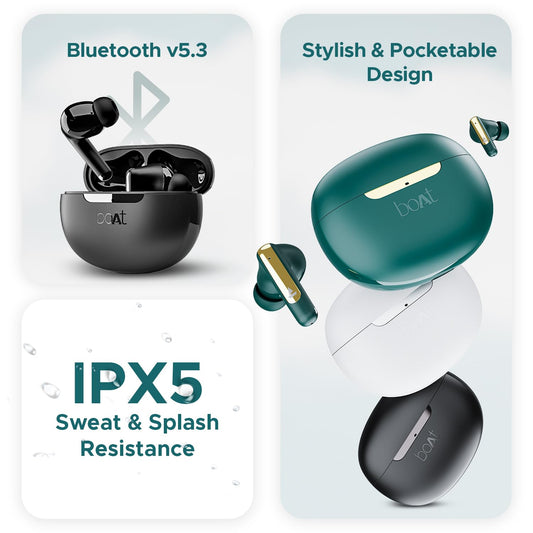 boAt Airdopes 141 ANC TWS in Ear Earbuds with 32 Db ANC, 42 Hrs Playback, 50Ms Low Latency Beast Mode, Iwp Tech,Quad Mics with Enx,ASAP Charge,USB Type-C Port & Ipx5(Gunmetal Black)