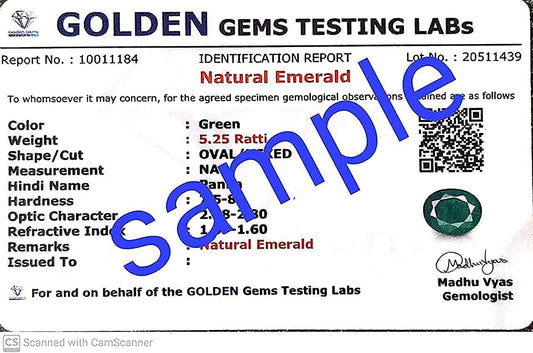 Akshita gems 3.00 Carat 100% Brazilian Emerald Panna Unheated Gemstone Certified Natural Gemstone AA++ Quality For Men And Women By Lab Certified