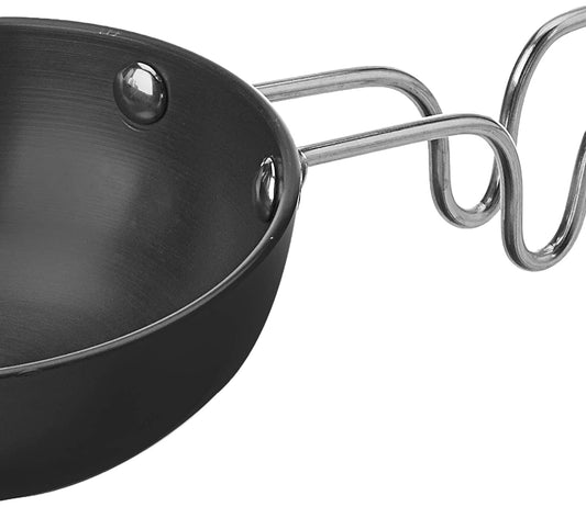 Cook Hard Anodized Tadka Pan, 12 cm, Dark Grey | Vaghar Pan | Chounk Pan | Baghar Pan | Flame Safe | Gas Stove Safe | Stainless Steel Wired Handle | Scratch Resistant