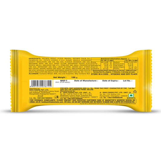 Dukes Alooz Crisp Potato Biscuits Majedar chatpata Masala Flavoured - Baked not Fried (100gm)