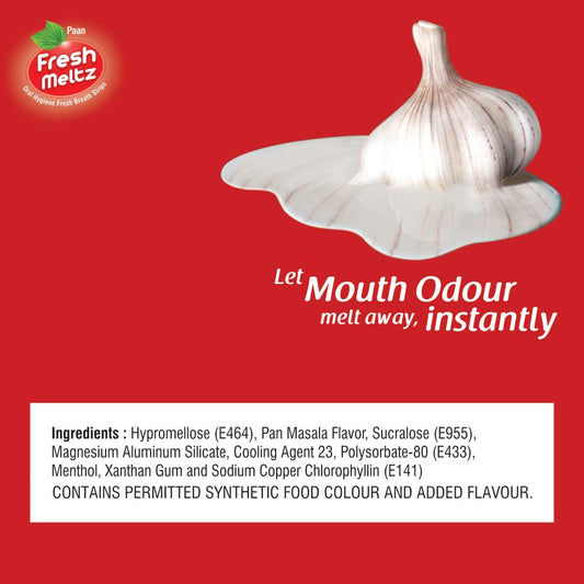 FRESH MELTZ Oral Hygiene Instant Mouth Freshener Sugar Free Paan Flavoured Mint Breath Strips (25 Strips) - Pack of 24