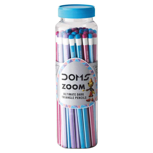 Doms Zoom Triangle Black Lead Wooden Pencil Jar