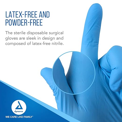 Sterile Nitrile Gloves, Textured Fingertips Blue, Pairs, 50pr/bx