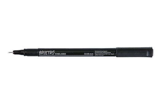 Brustro Professional Pigment Based Fineliner | Black | Set of 10 - Tip Size 0.03mm |Archival Waterproof UV Resistant Ink |Ideal For Technical Drawing,Waterproof,Artist Illustration,Sketching,Mandala