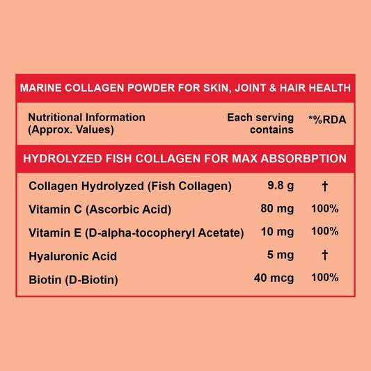 Carbamide Forte Marine Collagen Powder Supplement - for Skin Fish Collagen Powder for Women & Men - 200g Powder - Watermelon Flavour
