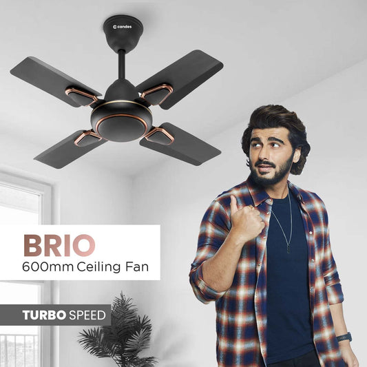 Candes Brio Turbo 600 mm / 24 Inch High Speed 4 Blade Anti-Dust Ceiling Fan