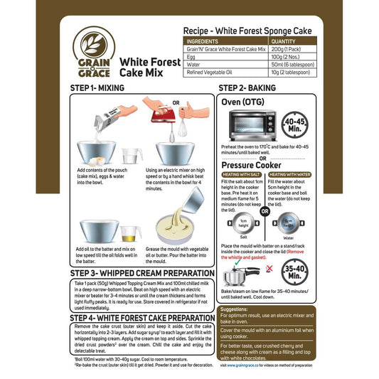 Grain n Grace White Forest Cake Mix (250g)