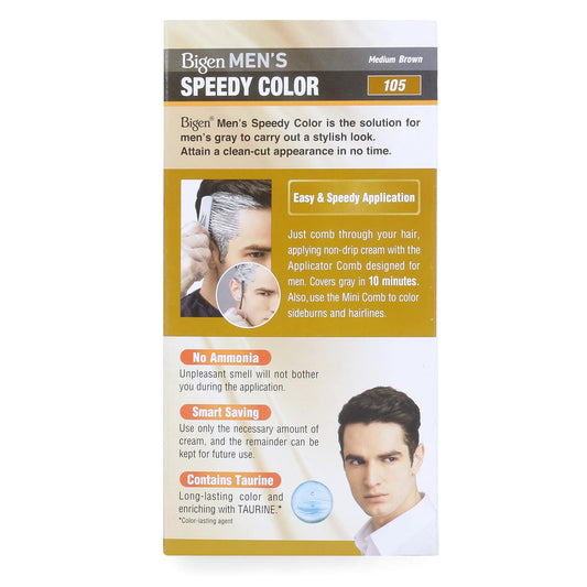 Bigen Men's Speedy Hair Color Medium Brown - 105 (Pack of 2)