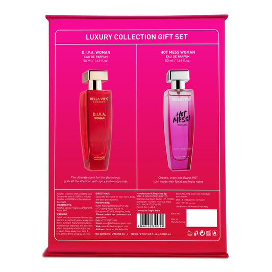 Bella Vita Luxury Hot & Classy Luxury Collection Set for Women 2 x 50Ml with Hot Mess, D.I.V.A. Perfume|Floral, Woody Long Lasting EDP Fragrance Scent