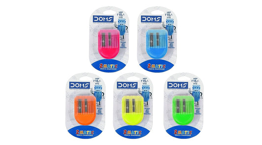 Doms Non-Toxic 2 Matic Multicolored Pencil Sharpener Blister Pack