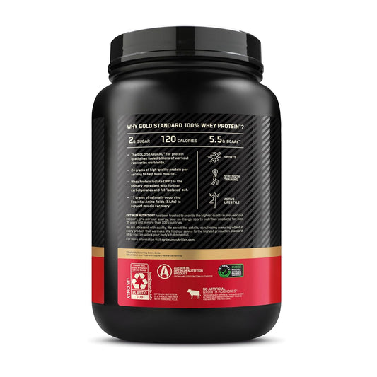 Optimum Nutrition (ON) Gold Standard 100% Whey 908 g, (Double Rich Chocolate) Protein Powder for Muscle Support & Recovery, Vegetarian - Primary Source Whey Isolate