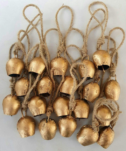 (Set of 10) Vintage Rustic Lucky Tin Cow Bells Christmas Decor Handmade Bells