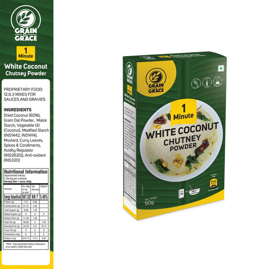 Grain n Grace 1 Minute White Coconut Chutney Powder (50g)