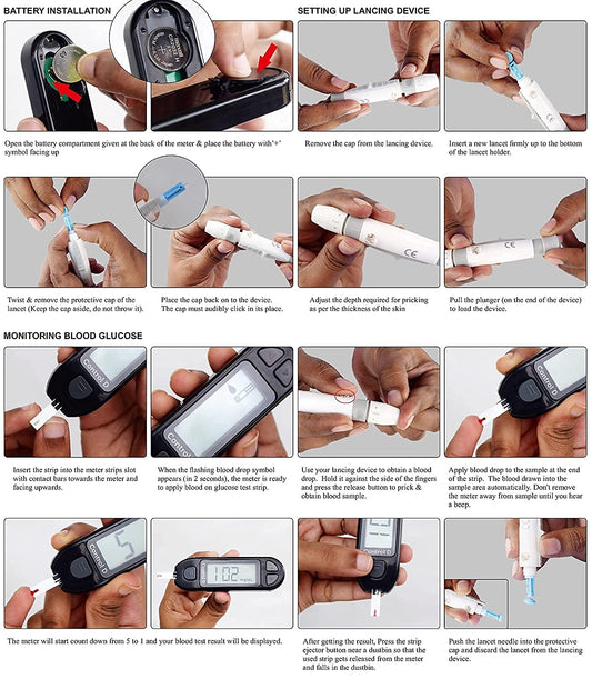 Control D Blue Meter Kit with 25 Single Foil Strips Glucometer (Blue)