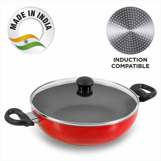 Butterfly Rapid Kadai 240 Induction Base with Glass Lid (Red)