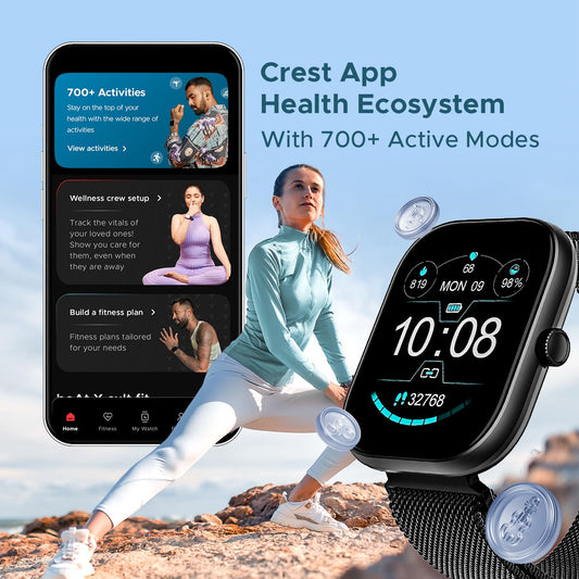 boAt Wave Sigma Smartwatch with 2.01" HD Display,Bluetooth Calling, Coins, DIY Watch Face Studio, 700+ Active Modes, HR&SpO2 Monitoring, Energy and Sleep Scores,IP67(Metal Black)