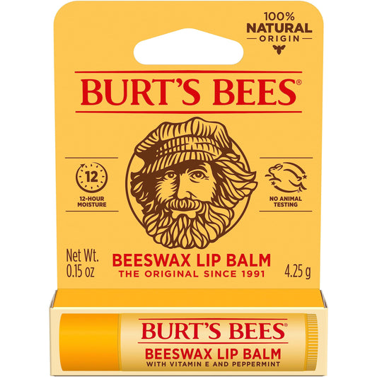 Burt's Bees Lip Balm, Beeswax, 0.15 oz, Transparent
